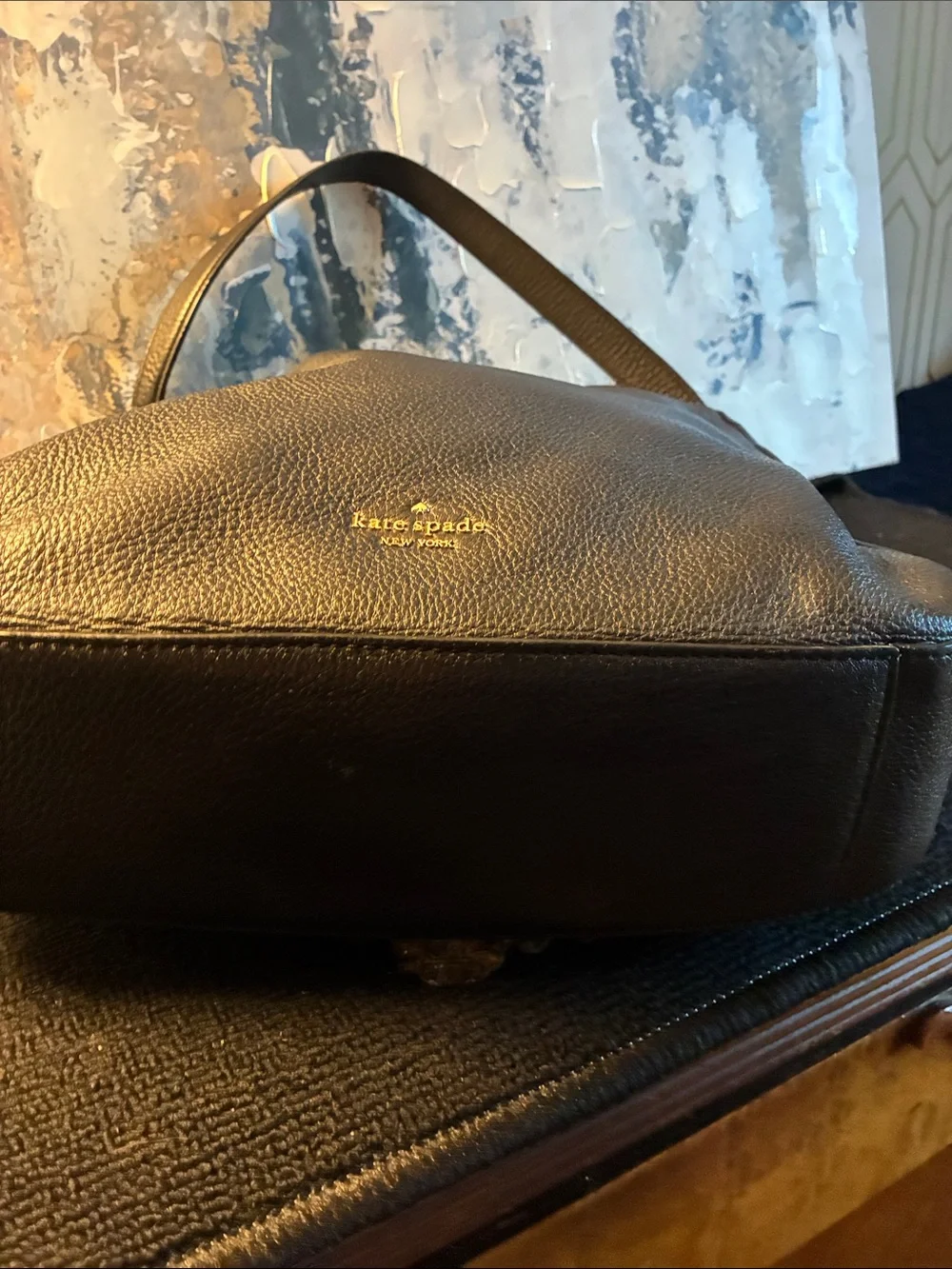 GUC Kate Spade NYC Black Pebbled Leather Shoulder Hobo 2 way bag